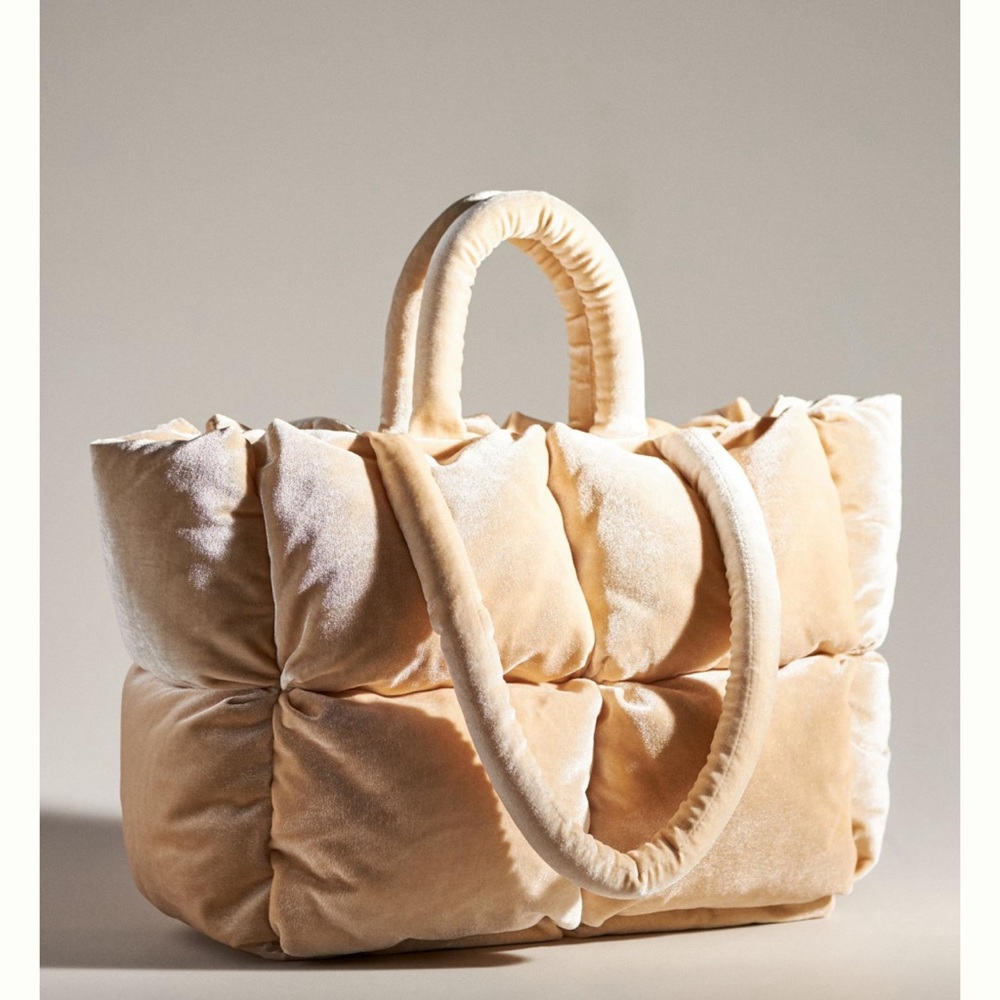 Anthropologie Velvet Puffer Tote